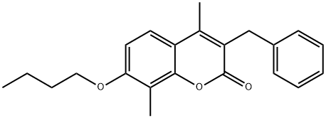 3-benzyl-7-butoxy-4,8-dimethylchromen-2-one Struktur