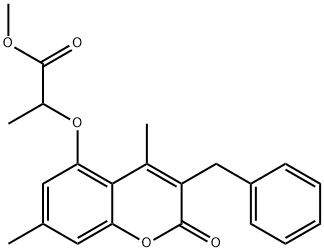 methyl 2-(3-benzyl-4,7-dimethyl-2-oxochromen-5-yl)oxypropanoate Struktur