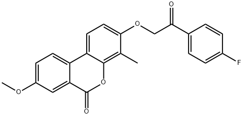 3-[2-(4-fluorophenyl)-2-oxoethoxy]-8-methoxy-4-methylbenzo[c]chromen-6-one Struktur