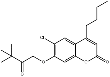 4-butyl-6-chloro-7-(3,3-dimethyl-2-oxobutoxy)chromen-2-one Struktur