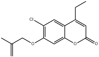 6-chloro-4-ethyl-7-(2-methylprop-2-enoxy)chromen-2-one Struktur