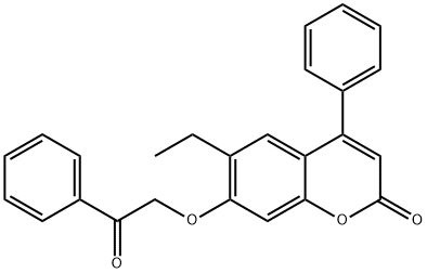 6-ethyl-7-phenacyloxy-4-phenylchromen-2-one Struktur