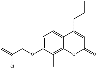 7-(2-chloroprop-2-enoxy)-8-methyl-4-propylchromen-2-one Struktur