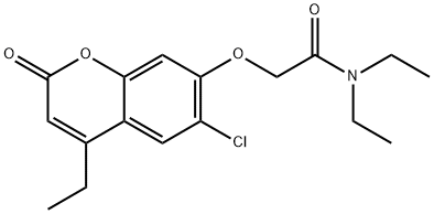 2-(6-chloro-4-ethyl-2-oxochromen-7-yl)oxy-N,N-diethylacetamide Struktur