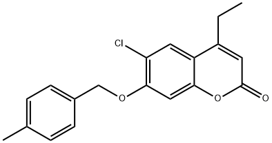 6-chloro-4-ethyl-7-[(4-methylphenyl)methoxy]chromen-2-one Struktur