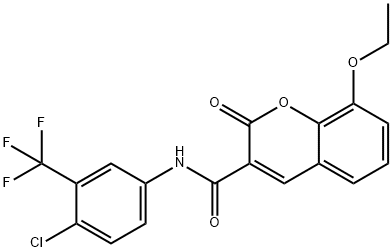 N-[4-chloro-3-(trifluoromethyl)phenyl]-8-ethoxy-2-oxochromene-3-carboxamide Struktur