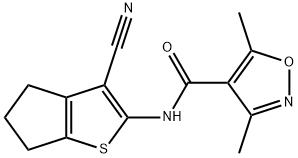 N-(3-cyano-5,6-dihydro-4H-cyclopenta[b]thiophen-2-yl)-3,5-dimethyl-1,2-oxazole-4-carboxamide Struktur