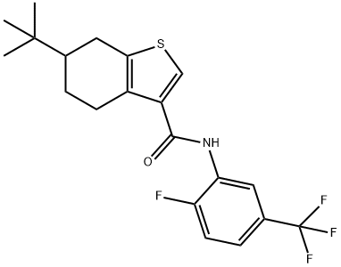 6-tert-butyl-N-[2-fluoro-5-(trifluoromethyl)phenyl]-4,5,6,7-tetrahydro-1-benzothiophene-3-carboxamide Struktur