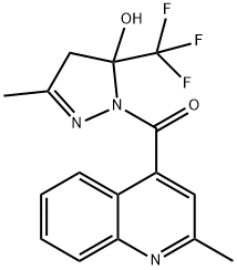 [5-hydroxy-3-methyl-5-(trifluoromethyl)-4H-pyrazol-1-yl]-(2-methylquinolin-4-yl)methanone Struktur