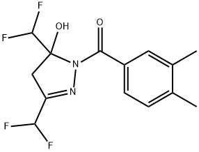 [3,5-bis(difluoromethyl)-5-hydroxy-4H-pyrazol-1-yl]-(3,4-dimethylphenyl)methanone Struktur