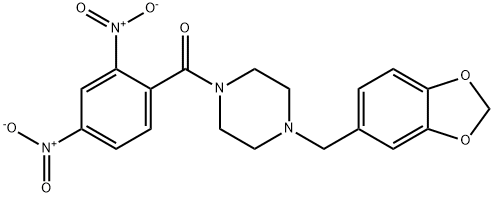 [4-(1,3-benzodioxol-5-ylmethyl)piperazin-1-yl]-(2,4-dinitrophenyl)methanone Struktur