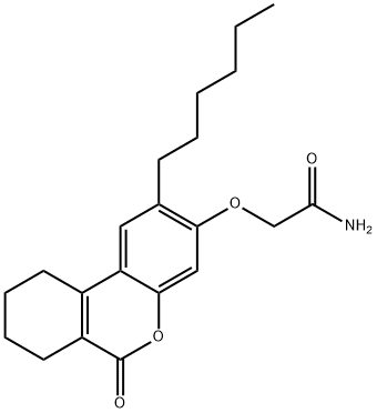 2-[(2-hexyl-6-oxo-7,8,9,10-tetrahydrobenzo[c]chromen-3-yl)oxy]acetamide Struktur