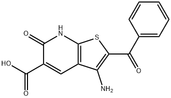 3-amino-2-benzoyl-6-oxo-7H-thieno[2,3-b]pyridine-5-carboxylic acid Struktur