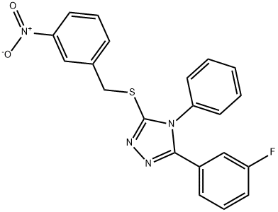 3-(3-fluorophenyl)-5-[(3-nitrophenyl)methylsulfanyl]-4-phenyl-1,2,4-triazole Struktur