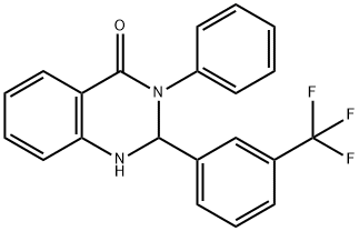 3-phenyl-2-[3-(trifluoromethyl)phenyl]-1,2-dihydroquinazolin-4-one Struktur