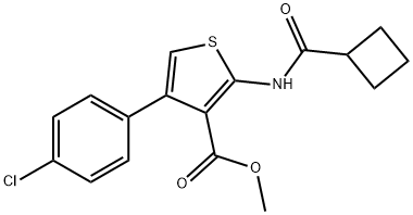 methyl 4-(4-chlorophenyl)-2-(cyclobutanecarbonylamino)thiophene-3-carboxylate Struktur