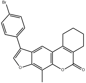 10-(4-bromophenyl)-7-methyl-1,2,3,4-tetrahydro-[1]benzofuro[6,5-c]isochromen-5-one Struktur