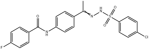 N-[4-[(Z)-N-[(4-chlorophenyl)sulfonylamino]-C-methylcarbonimidoyl]phenyl]-4-fluorobenzamide Struktur