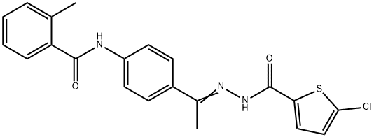 5-chloro-N-[(Z)-1-[4-[(2-methylbenzoyl)amino]phenyl]ethylideneamino]thiophene-2-carboxamide Struktur