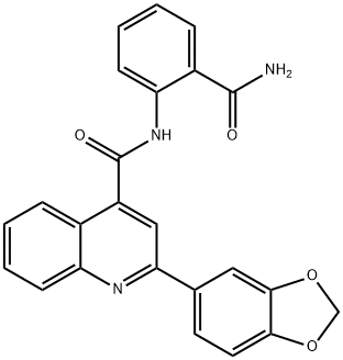 2-(1,3-benzodioxol-5-yl)-N-(2-carbamoylphenyl)quinoline-4-carboxamide Struktur