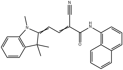 (E,4E)-2-cyano-N-naphthalen-1-yl-4-(1,3,3-trimethylindol-2-ylidene)but-2-enamide Struktur