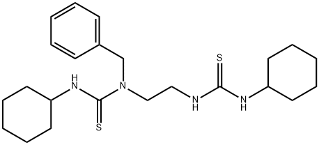 1-benzyl-3-cyclohexyl-1-[2-(cyclohexylcarbamothioylamino)ethyl]thiourea Struktur