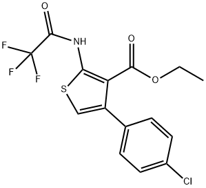 ethyl 4-(4-chlorophenyl)-2-[(2,2,2-trifluoroacetyl)amino]thiophene-3-carboxylate Struktur