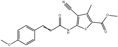 methyl 4-cyano-5-[[(E)-3-(4-methoxyphenyl)prop-2-enoyl]amino]-3-methylthiophene-2-carboxylate Struktur