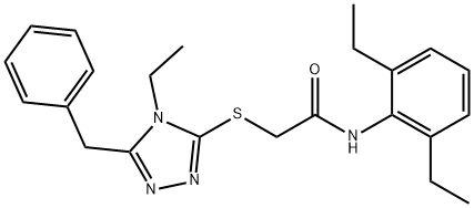 2-[(5-benzyl-4-ethyl-1,2,4-triazol-3-yl)sulfanyl]-N-(2,6-diethylphenyl)acetamide Struktur