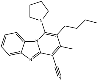 2-butyl-3-methyl-1-pyrrolidin-1-ylpyrido[1,2-a]benzimidazole-4-carbonitrile Struktur