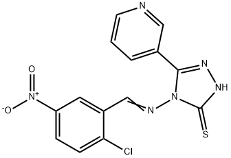 4-[(E)-(2-chloro-5-nitrophenyl)methylideneamino]-3-pyridin-3-yl-1H-1,2,4-triazole-5-thione Struktur