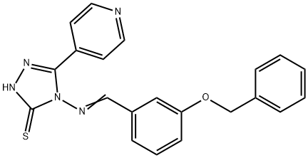 4-[(E)-(3-phenylmethoxyphenyl)methylideneamino]-3-pyridin-4-yl-1H-1,2,4-triazole-5-thione Struktur