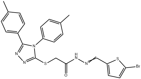 2-[[4,5-bis(4-methylphenyl)-1,2,4-triazol-3-yl]sulfanyl]-N-[(E)-(5-bromothiophen-2-yl)methylideneamino]acetamide Struktur