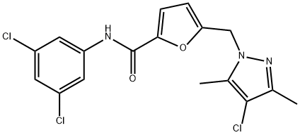 5-[(4-chloro-3,5-dimethylpyrazol-1-yl)methyl]-N-(3,5-dichlorophenyl)furan-2-carboxamide Struktur