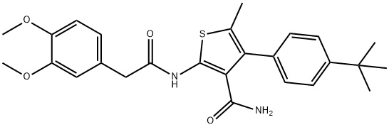 4-(4-tert-butylphenyl)-2-[[2-(3,4-dimethoxyphenyl)acetyl]amino]-5-methylthiophene-3-carboxamide Struktur