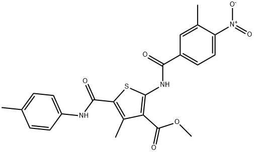 methyl 4-methyl-2-[(3-methyl-4-nitrobenzoyl)amino]-5-[(4-methylphenyl)carbamoyl]thiophene-3-carboxylate Struktur