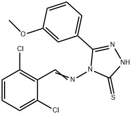 4-[(E)-(2,6-dichlorophenyl)methylideneamino]-3-(3-methoxyphenyl)-1H-1,2,4-triazole-5-thione Struktur