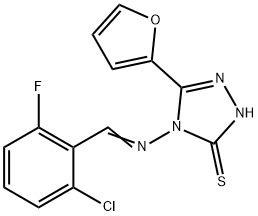 4-[(E)-(2-chloro-6-fluorophenyl)methylideneamino]-3-(furan-2-yl)-1H-1,2,4-triazole-5-thione Struktur