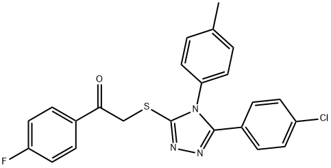 2-[[5-(4-chlorophenyl)-4-(4-methylphenyl)-1,2,4-triazol-3-yl]sulfanyl]-1-(4-fluorophenyl)ethanone Struktur