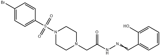 2-[(E)-[[2-[4-(4-bromophenyl)sulfonylpiperazin-1-ium-1-yl]acetyl]hydrazinylidene]methyl]phenolate Struktur