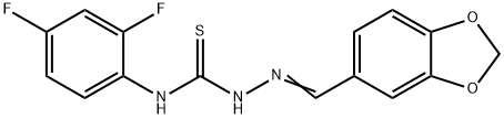 1-[(E)-1,3-benzodioxol-5-ylmethylideneamino]-3-(2,4-difluorophenyl)thiourea Struktur