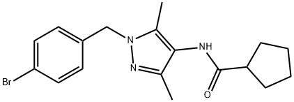 N-[1-[(4-bromophenyl)methyl]-3,5-dimethylpyrazol-4-yl]cyclopentanecarboxamide Struktur