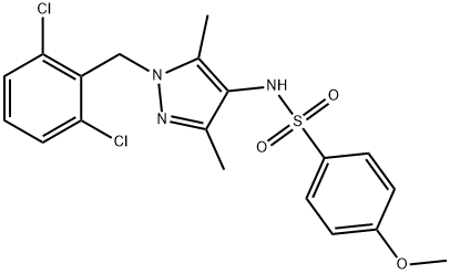 N-[1-[(2,6-dichlorophenyl)methyl]-3,5-dimethylpyrazol-4-yl]-4-methoxybenzenesulfonamide Struktur