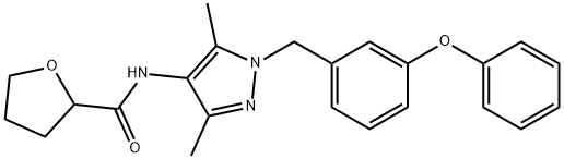 N-[3,5-dimethyl-1-[(3-phenoxyphenyl)methyl]pyrazol-4-yl]oxolane-2-carboxamide Struktur