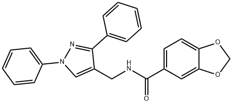 N-[(1,3-diphenylpyrazol-4-yl)methyl]-1,3-benzodioxole-5-carboxamide Struktur