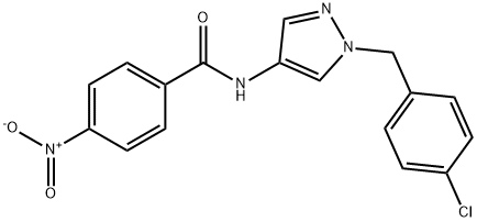 N-[1-[(4-chlorophenyl)methyl]pyrazol-4-yl]-4-nitrobenzamide Struktur