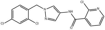 2-chloro-N-[1-[(2,4-dichlorophenyl)methyl]pyrazol-4-yl]pyridine-3-carboxamide Struktur