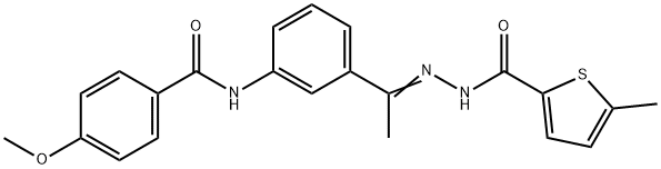 N-[(E)-1-[3-[(4-methoxybenzoyl)amino]phenyl]ethylideneamino]-5-methylthiophene-2-carboxamide Struktur