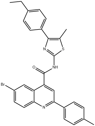 6-bromo-N-[4-(4-ethylphenyl)-5-methyl-1,3-thiazol-2-yl]-2-(4-methylphenyl)quinoline-4-carboxamide Struktur