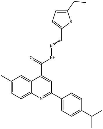 N-[(E)-(5-ethylthiophen-2-yl)methylideneamino]-6-methyl-2-(4-propan-2-ylphenyl)quinoline-4-carboxamide Struktur